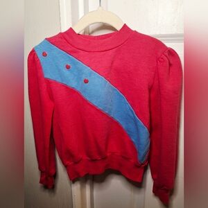 Vintage 80s Cute Button Colorblock Sweatshirt Made in Canada (6)